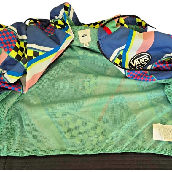 VANS Hooded Windbreaker Unisex Full Zip Pockets Multi Color & Pattern - Picture 4 of 10